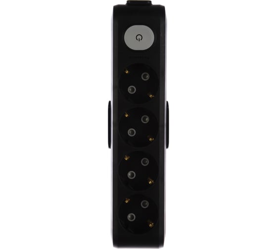 Колодка Panasonic X-TENDIA 54982 4гн с/з с выключателем, черная WLTA0440-2BL-RES 1