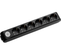 Колодка Panasonic X-TENDIA 54974 6гн с/з с выключателем, черная WLTA0460-2BL