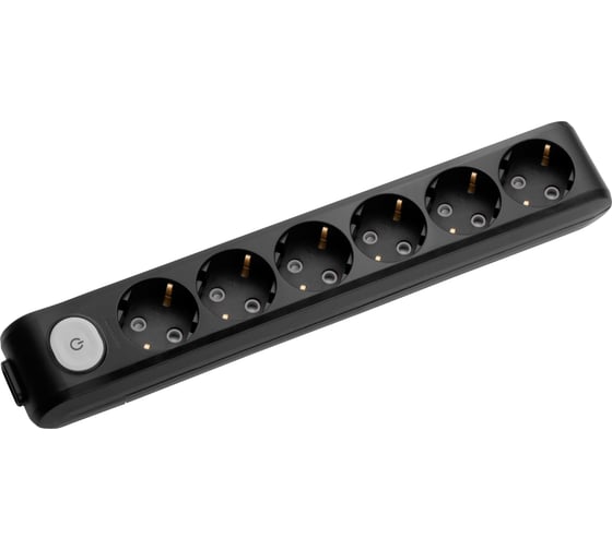 Колодка Panasonic X-TENDIA 54974 6гн с/з с выключателем, черная WLTA0460-2BL 1