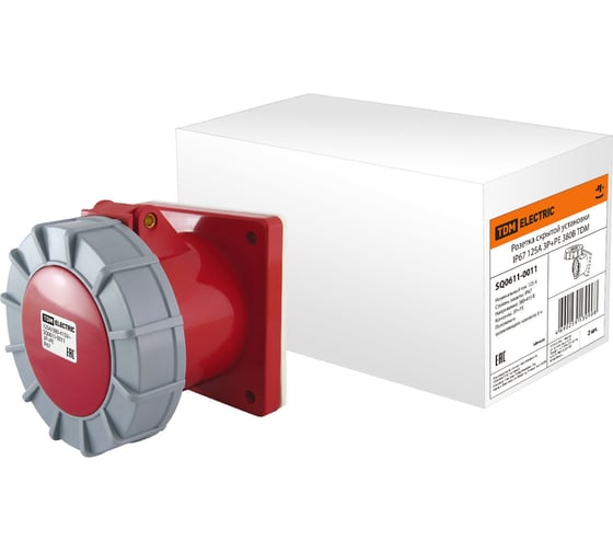 Розетка TDM скрытой установки IP67 125А 3Р РЕ 380В SQ0611-0011 1