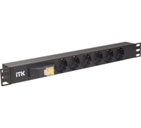 Блок розеток ITK с автоматом 6 мест PDU 1U вход С14 без шнура PH21-6D3