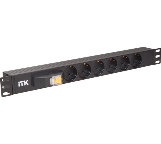 Блок розеток ITK с автоматом 6 мест PDU 1U вход С14 без шнура PH21-6D3