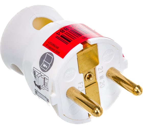 Электрическая кабельная вилка Legrand Helium 16 А нижний ввод с заземлением белая Leg 050188 1