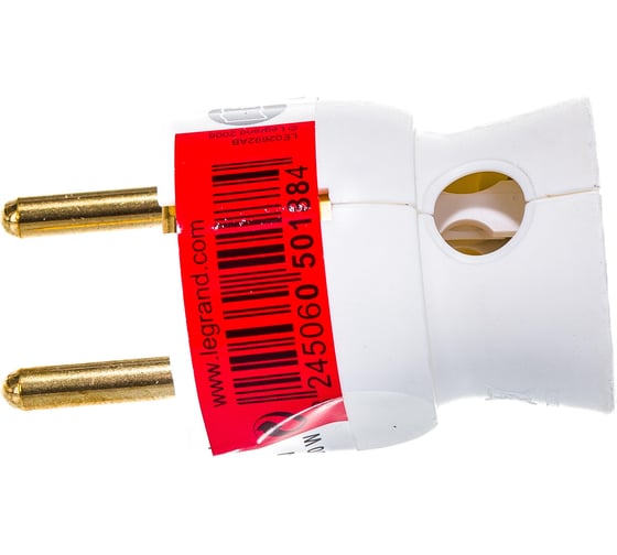 Электрическая кабельная вилка Legrand Helium 16 А нижний ввод с заземлением белая Leg 050188
