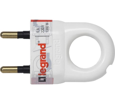Электрическая кабельная вилка Legrand Helium 6 А 2P+E прямая белая Leg 050162