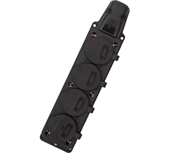 Колодка Bemis BK1-1402-2614/3614 4 гнезда с заземлением и крышкой каучуковая 220 В 16 А IP54 черная 8698523916148 1