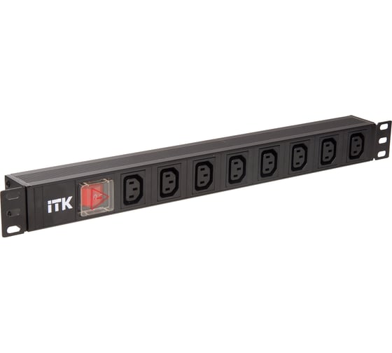 Блок розеток ITK с LED выключателем и защитой от перенапряжения PDU 7 мест C13 1U вход С14 без шнура PH12-7C133 1