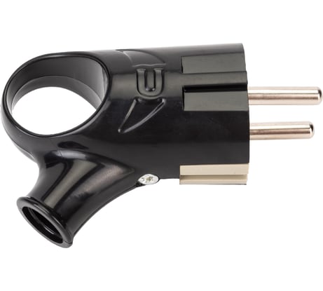 Угловая вилка с кольцом IN HOME с заземлением, 16А, черная, 4220 4690612009155