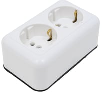 Колодка розеточная ООО Ливны-Электро 2-х местная с заземляющим контактом, белая Р 793