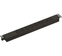 Горизонтальный блок розеток для 19" шкафов Hyperline SHE19-6IEC-2BIEC-CB 6 розеток IEC320 C13, 2 розетки IEC320 C19, без кабеля питания, клеммная колодка 16 A, 250 В, 482.6x44.4x44.4 мм (ШхГхВ), корпус алюминий, черный 483151