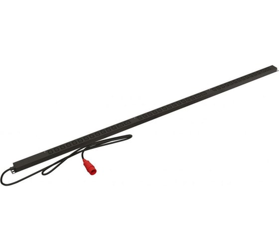 Вертикальный блок розеток Hyperline SHE-36IEC-6BIEC-3I-2PVR 36 розеток IEC320 C13, 6 розеток IEC320 C19, индикатор питания (на каждую фазу), кабель питания 2м (5x2.5мм2) с вилкой IEC 60309 16 А (3P+N+E), 380 В, корпус алюминий, черный 443825 1