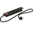 Горизонтальный блок розеток для 10" шкафов Hyperline SHE10-4IEC-S-2EU 4 розетки IEC320 C13, выключатель с подсветкой, кабель питания 2 м (3x1.0 мм2) с вилкой Schuko 16A, 254x44.4x44.4 мм (ДхШхВ), корпус алюминий, черный 494516 1