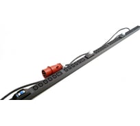 Вертикальный блок розеток Hyperline SHE-30IEC-6BIEC-B-3x32-3PVR 30 розеток IEC320 c13, 6 розеток IEC320 c19, автоматический выключатель, кабель питания 3 м (5x4.0 мм2) с вилкой IEC 60309 32 А (3P+N+E), 380 В, корпус алюминий, черный 525055