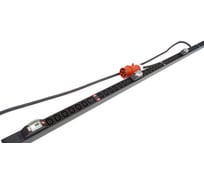 Вертикальный блок розеток Hyperline SHE-36IEC-6bIEC-b-3x32-3PVR 36 розеток IEC320 c13, 6 розеток IEC320 c19, автоматический выключатель, кабель питания 3 м (5x4.0 мм2) с вилкой IEC 60309 32 А (3P+N+E), 380 В, корпус алюминий, черный 510522