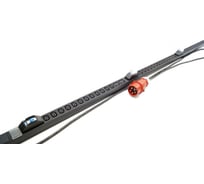 Вертикальный блок розеток Hyperline SHE-36IEC-6bIEC-b-3x16-3PVR 36 розеток IEC320 c13, 6 розеток IEC320 c19, автоматический выключатель, кабель питания 3 м (5x4.0 мм2) с вилкой IEC 60309 16 А (3P+N+E), 380 В, корпус алюминий, черный 525052