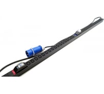 Вертикальный блок розеток Hyperline SHE-28IEC-4bIEC-b-2.5PVB 28 розеток IEC320 c13, 4 розетки IEC320 c19, автоматический выключатель, кабель питания 2.5 м (3x4.0 мм2) с вилкой IEC 60309 32 А (2P+E), 250 В, корпус алюминий, черный 525059