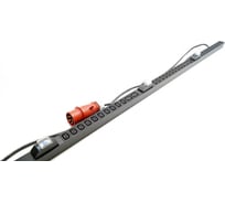 Вертикальный блок розеток Hyperline SHE-30IEC-6BIEC-B-3x16-3PVR 30 розеток IEC320 c13, 6 розеток IEC320 c19, автоматический выключатель, кабель питания 3 м (5x4.0 мм2) с вилкой IEC 60309 16 А (3P+N+E), 380 В, корпус алюминий, черный 525056