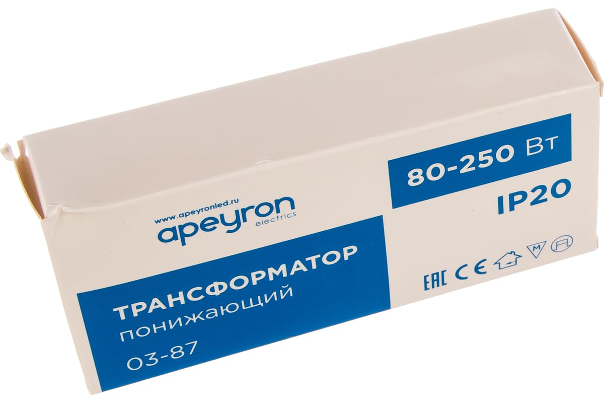 Трансформатор понижающий Apeyron 12В 80-250Вт 03-87