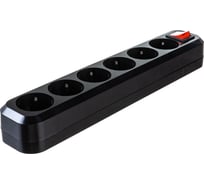 Розеточная колодка TDM ELECTRIC 6 гнезд, 2П З, с выключателем, 16А, 250В, черная SQ1806-0140