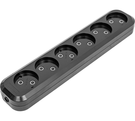 Розеточная колодка TDM ELECTRIC 6 гнезд, 2П, б/з, 10А, 250В, черная, SQ1806-0138