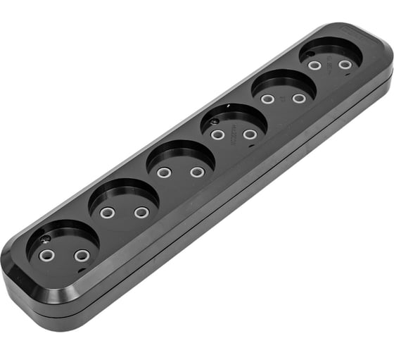 Розеточная колодка TDM ELECTRIC 6 гнезд, 2П, б/з, 10А, 250В, черная, SQ1806-0138