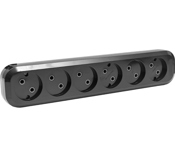 Розеточная колодка TDM ELECTRIC 6 гнезд, 2П, б/з, 10А, 250В, черная, SQ1806-0138