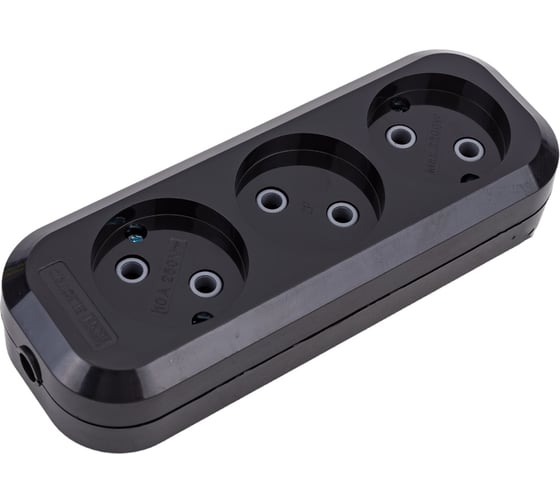 Розеточная колодка TDM ELECTRIC 3 гнезда, 2П, б/з, 10А, 250В, черная SQ1806-0110 1