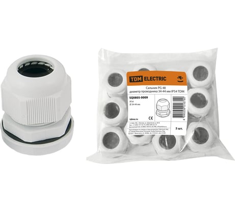 Сальник TDM ELECTRIC PG48 диаметр проводника 34-44мм, IP54 SQ0805-0009