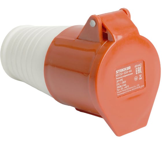 Розетка переносная STEKKER ST-224 32А 380В3P PE IP44, RST32-224-4 49442