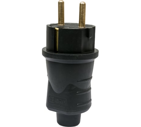 Прямая каучуковая вилка EKF 230В, 2P+PE, 16A, IP44 Марс RPS-011-16-230-44