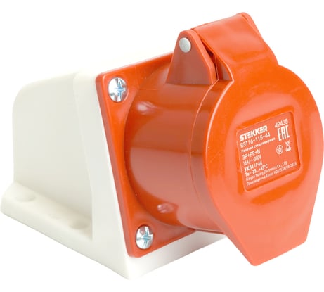 Розетка стационарная STEKKER ST-115 16А 380В 3P PE N IP44, RST16-115-4 49435