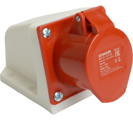 Розетка стационарная STEKKER ST-113 16А 220В 2P PE IP44, RST16-113-4 49434