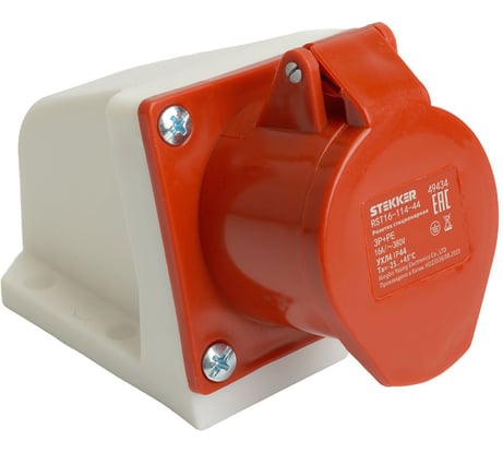 Розетка стационарная STEKKER ST-113 16А 220В 2P PE IP44, RST16-113-4 49434