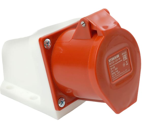 Розетка стационарная STEKKER ST-124 32А 380В 3P PE IP44, RST32-124-4 49436
