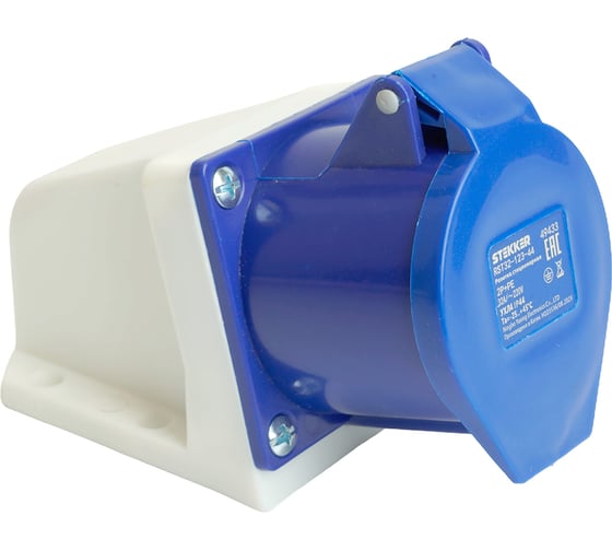 Розетка стационарная STEKKER ST-123 32А 220В 2P PE IP44, RST32-123-44, RST32- 49433 1
