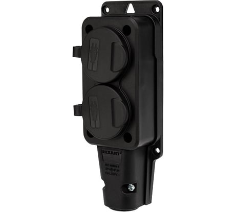 Штепсельная двойная розетка REXANT влагозащищенная, с/з, 16 А, IP54 каучук 111-112