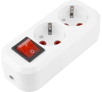 Переносная розетка STEKKER на 2 гнезда с выключателем с заземл 250В 16A IP20 PST16-211-20 39013