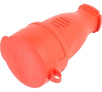 Переносная одноместная розетка STEKKER с/з с крышкой каучук 230В 16А IP44 красный RST16-21-44 39195