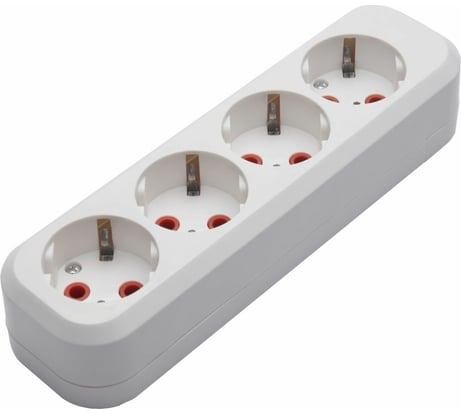Переносная розетка STEKKER разборная 4 гнезда с заземлением 250В 16A IP20, белая, PST16-410-20 39012