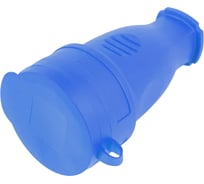 Переносная одноместная розетка STEKKER с/з, с крышкой каучук 230В 16А IP44 синий, RST16-21-44 39196