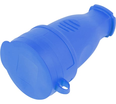 Переносная одноместная розетка STEKKER с/з, с крышкой каучук 230В 16А IP44 синий, RST16-21-44 39196