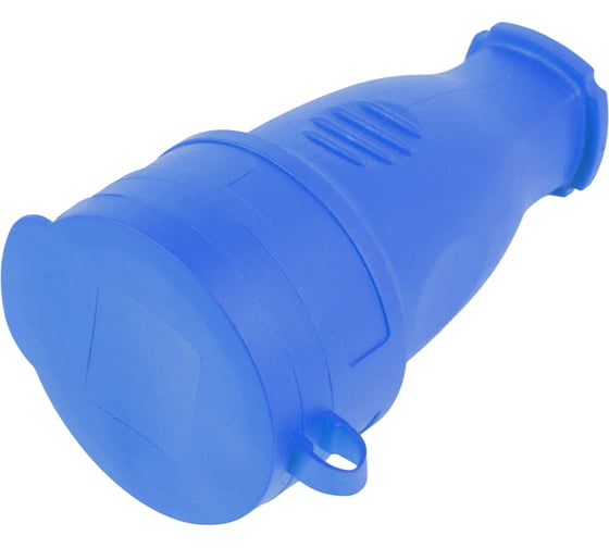 Переносная одноместная розетка STEKKER с/з, с крышкой каучук 230В 16А IP44 синий, RST16-21-44 39196 1