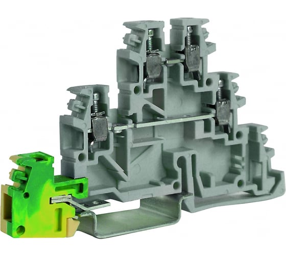 Проходной зажим DKC TDE.2GR, 2 уровня+земля, 2.5 кв.мм, серый ZTL500GR 1