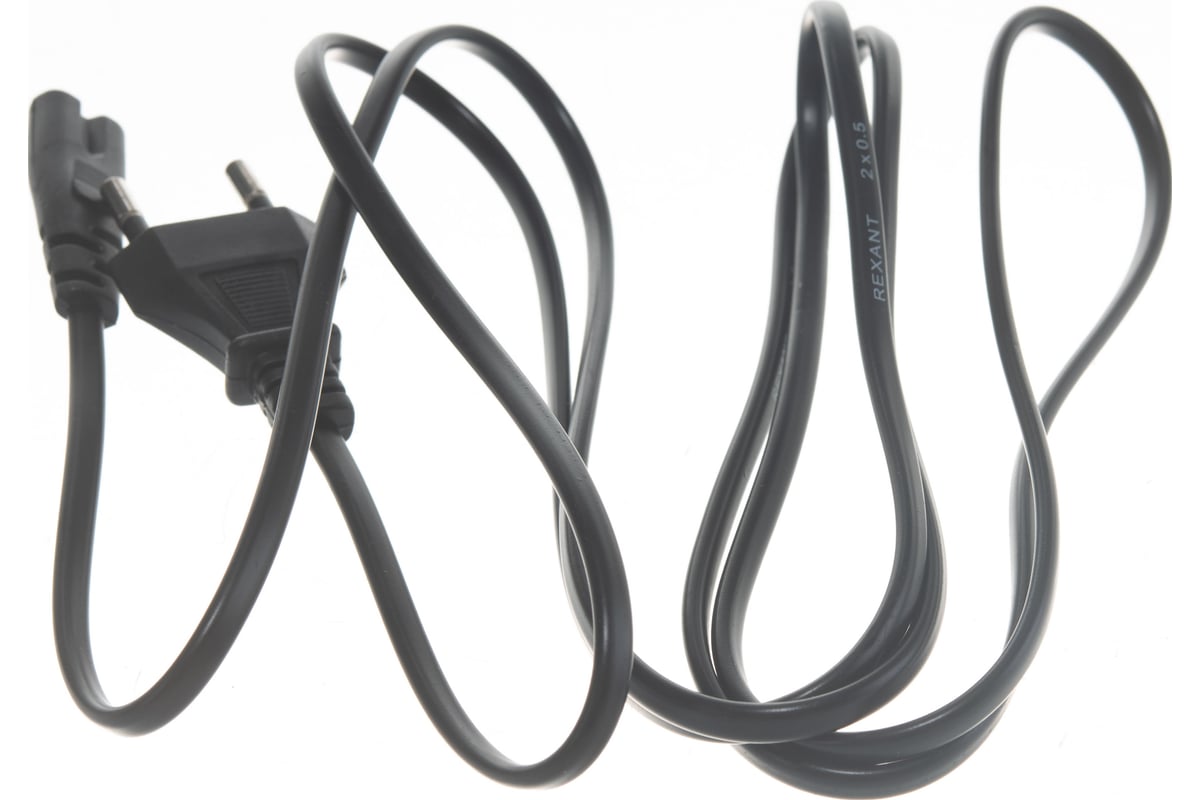 Сетевой шнур REXANT вилка - евроразъем С7, кабель 2x0,5 кв.мм, длина 1 .