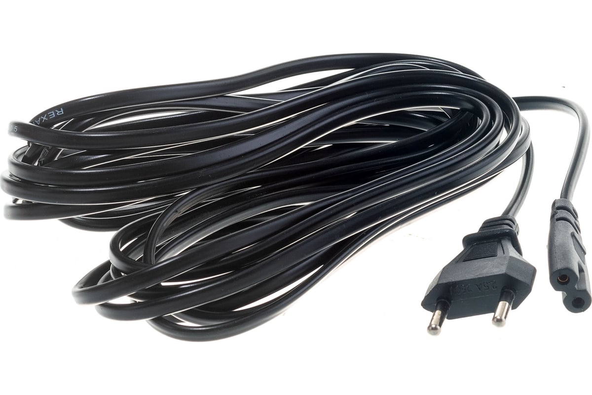 Сетевой шнур REXANT вилка - евроразъем C7, кабель 2x0,5 кв.мм, длина 5 ...