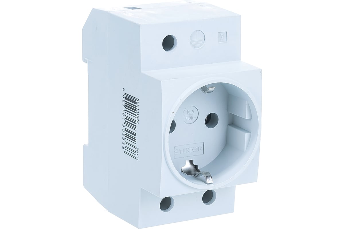 Розетка на DIN-рейку STEKKER 2P+PE 16А, серая ,PST16-70-20 39171 в ...