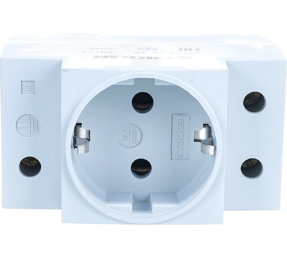 Розетка на DIN-рейку STEKKER 2P+PE 16А, серая ,PST16-70-20 39171