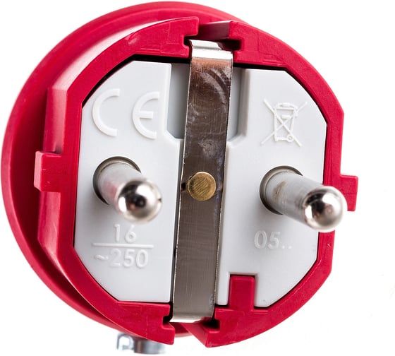 Кабельная вилка PCE 16A 220V 2P+E IP54 корпус красный, маркер черный 0511-rs