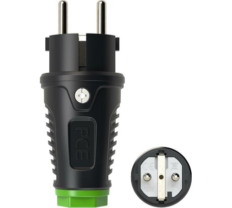 Кабельная вилка PCE 16A 220V 2P+E IP54 корпус черный, маркер зеленый 0511-shu