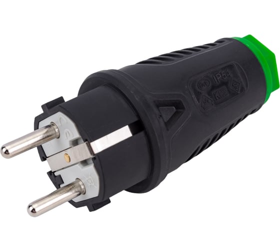 Кабельная вилка PCE 16A 220V 2P+E IP54 корпус черный, маркер зеленый 0511-shu